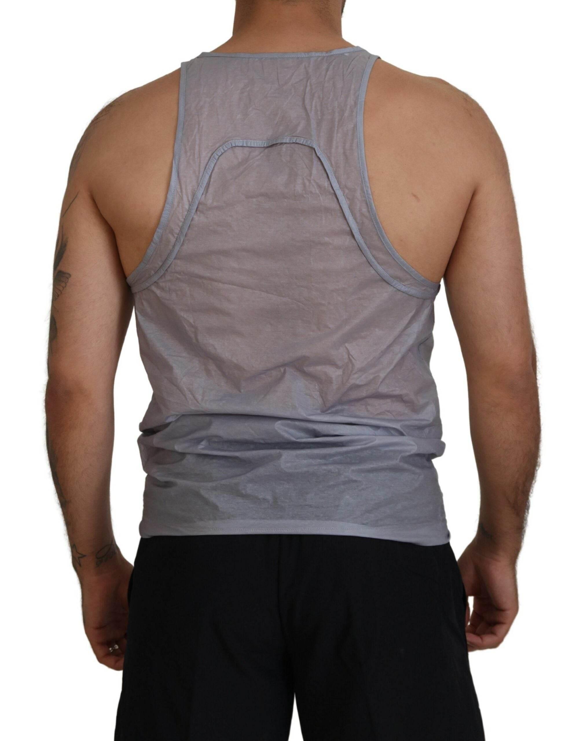 Dsquared² Light Gray Cotton Sleeveless Tank Men Top T-shirt - Hilstor