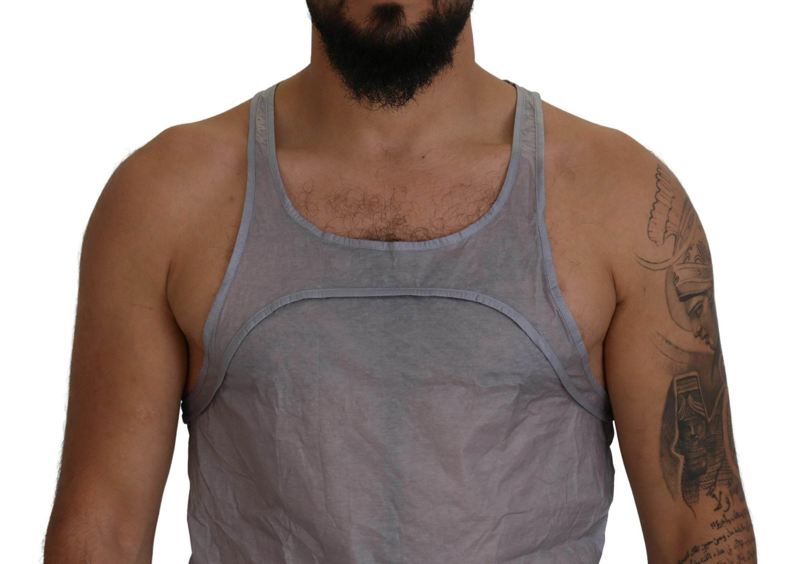 Dsquared² Light Gray Cotton Sleeveless Tank Men Top T-shirt - Hilstor
