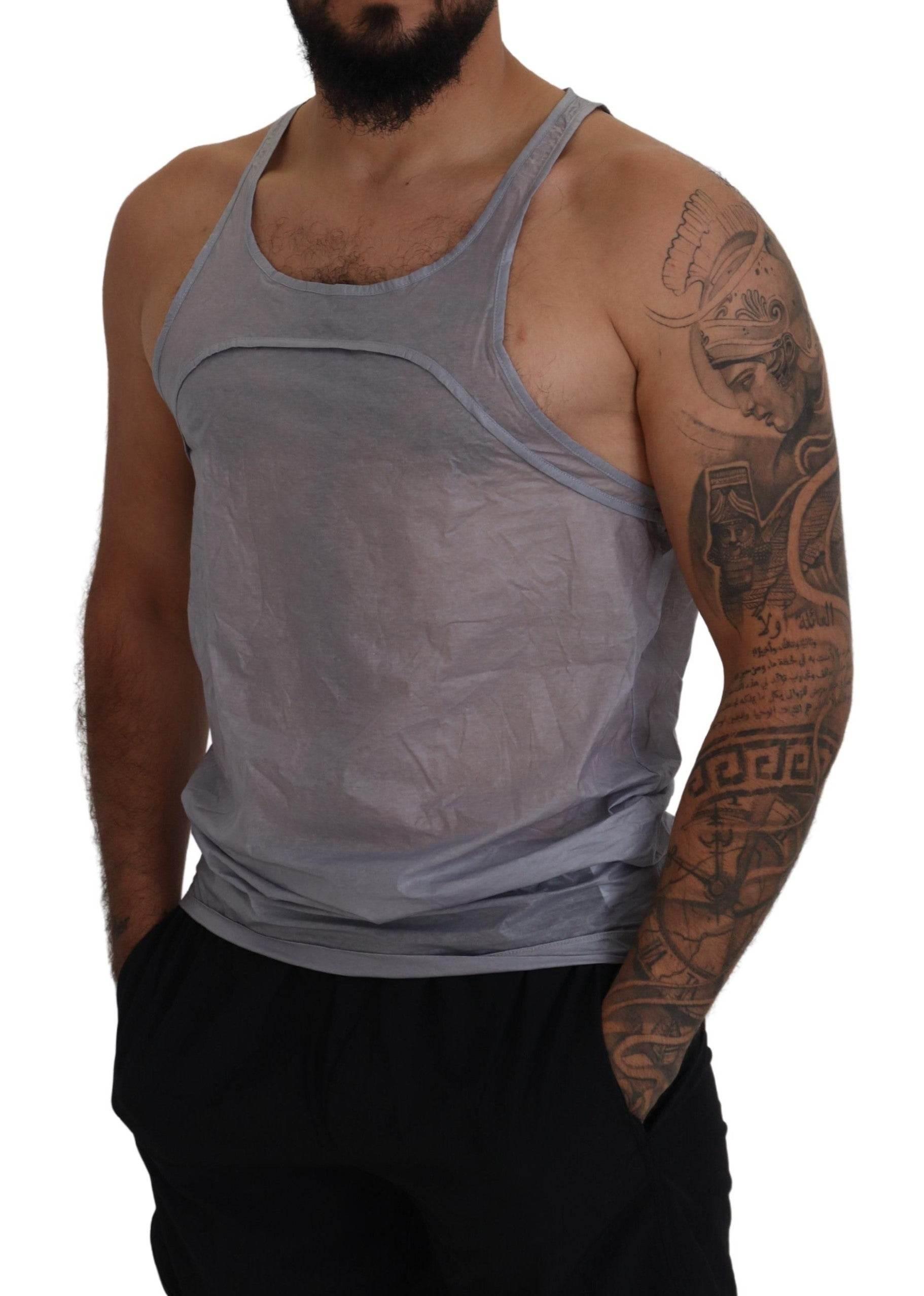 Dsquared² Light Gray Cotton Sleeveless Tank Men Top T-shirt - Hilstor