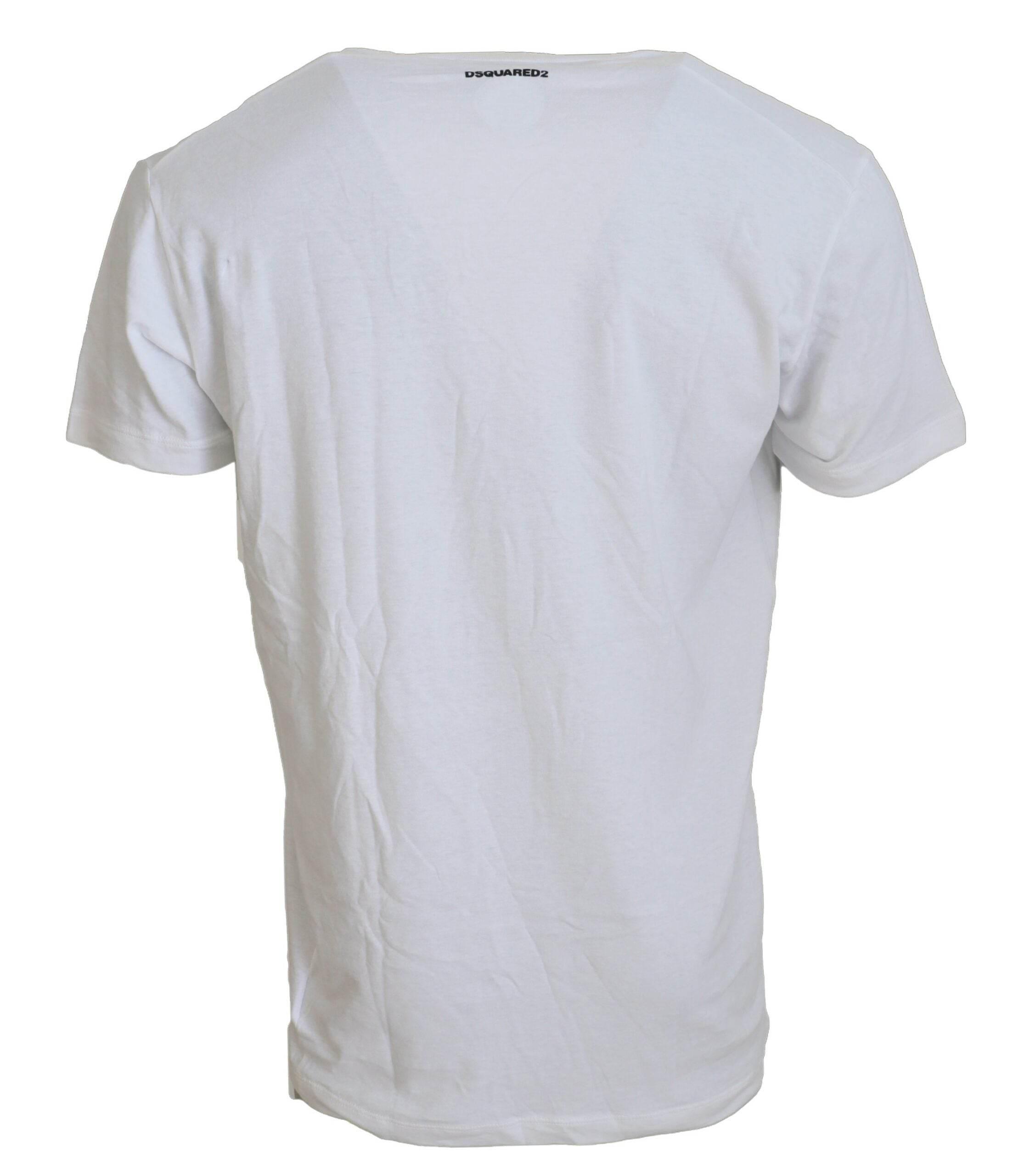 Dsquared² White Cotton Linen Short Sleeves V-neck T-shirt - Hilstor