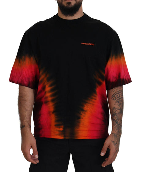 Dsquared² Black Orange Cotton Short Sleeves Crewneck T-shirt - Hilstor
