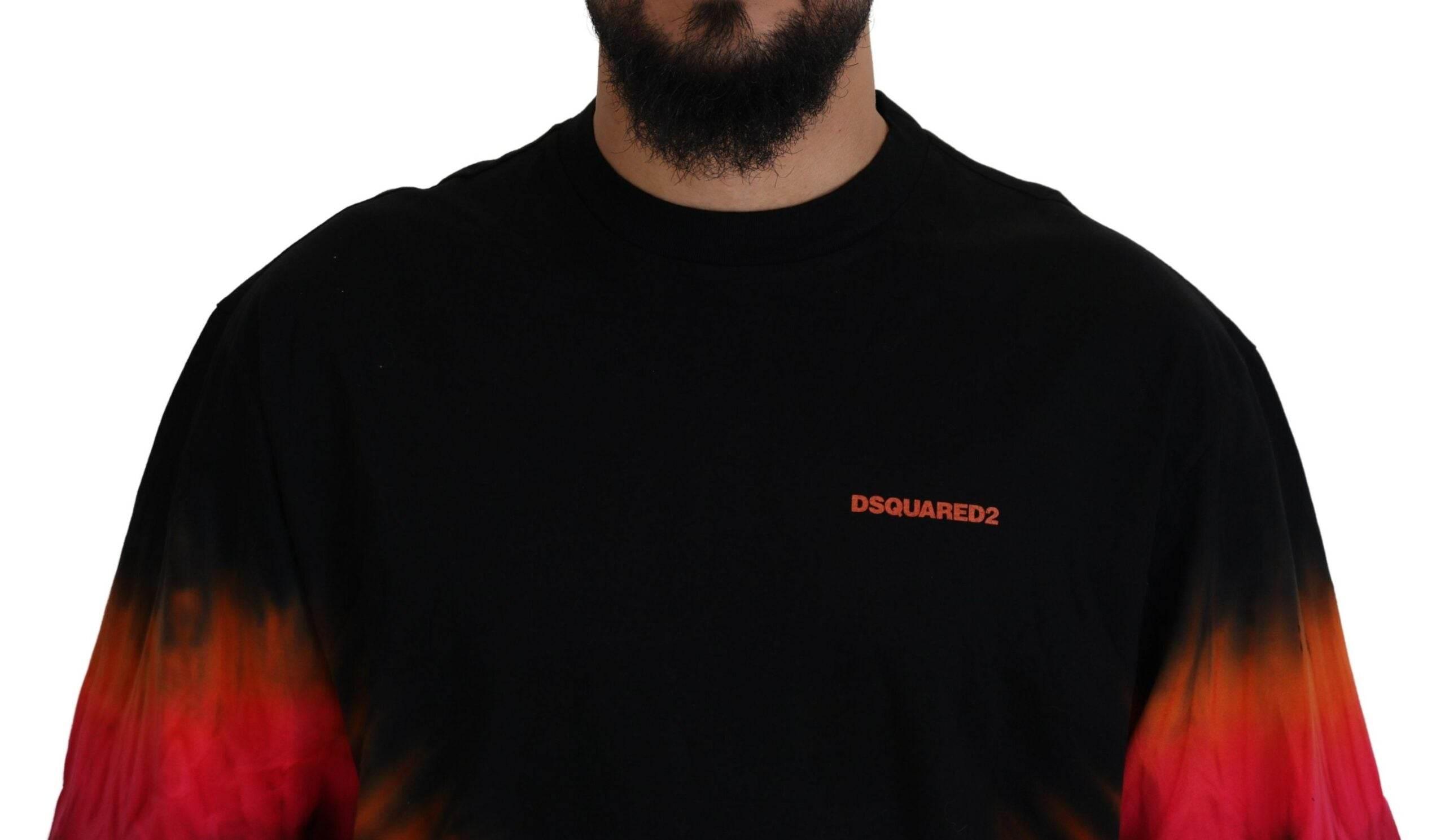 Dsquared² Black Orange Cotton Short Sleeves Crewneck T-shirt - Hilstor