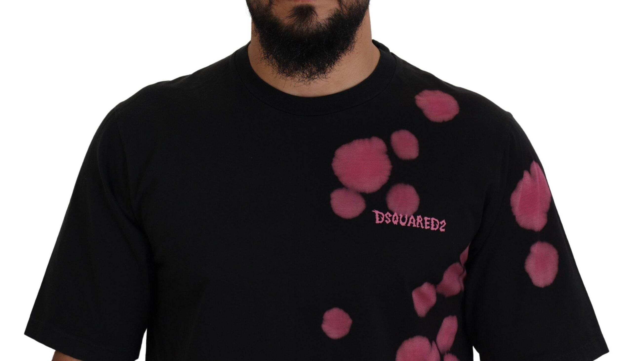 Dsquared² Black Pink Cotton Short Sleeves Crewneck T-shirt - Hilstor