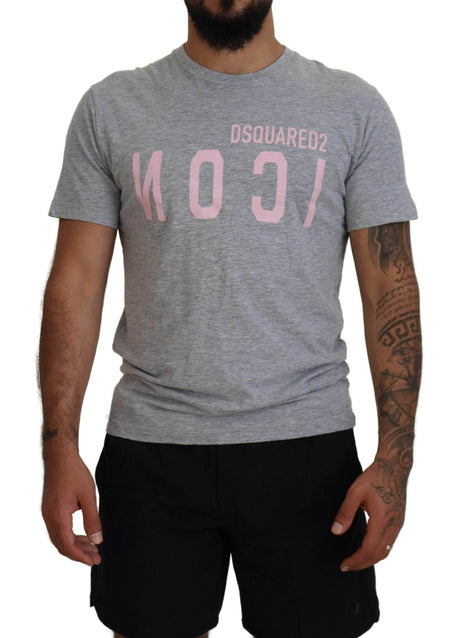 Dsquared² Gray Logo Cotton Short Sleeves Crewneck T-shirt - Hilstor