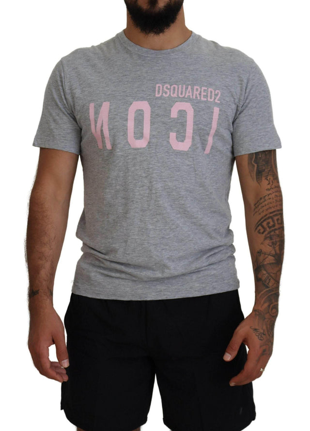 Dsquared² Gray Logo Cotton Short Sleeves Crewneck T-shirt - Hilstor