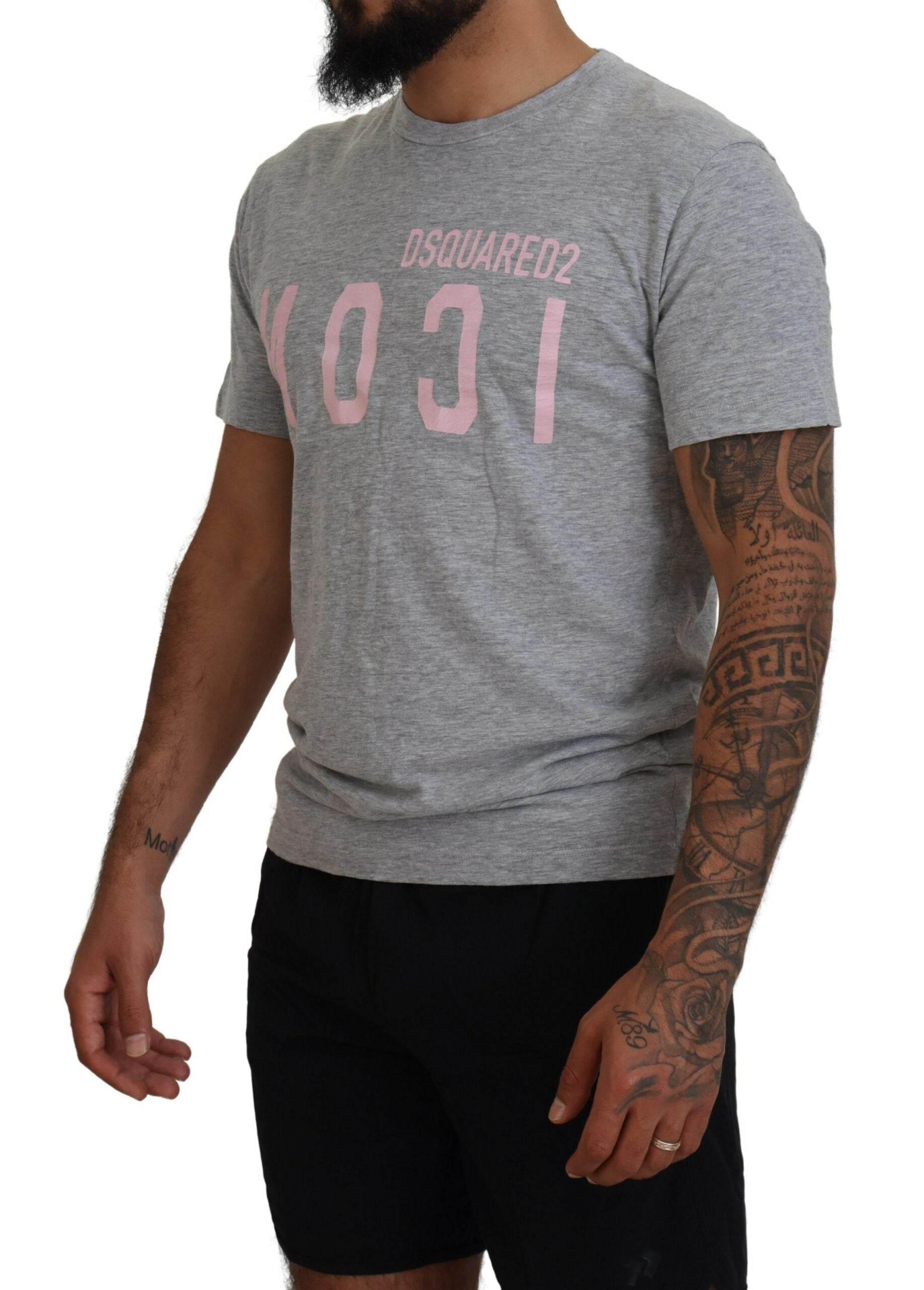 Dsquared² Gray Logo Cotton Short Sleeves Crewneck T-shirt - Hilstor