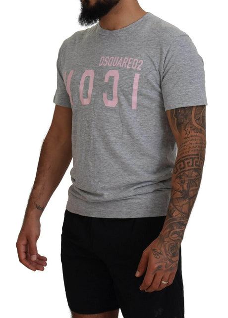 Dsquared² Gray Logo Cotton Short Sleeves Crewneck T-shirt - Hilstor