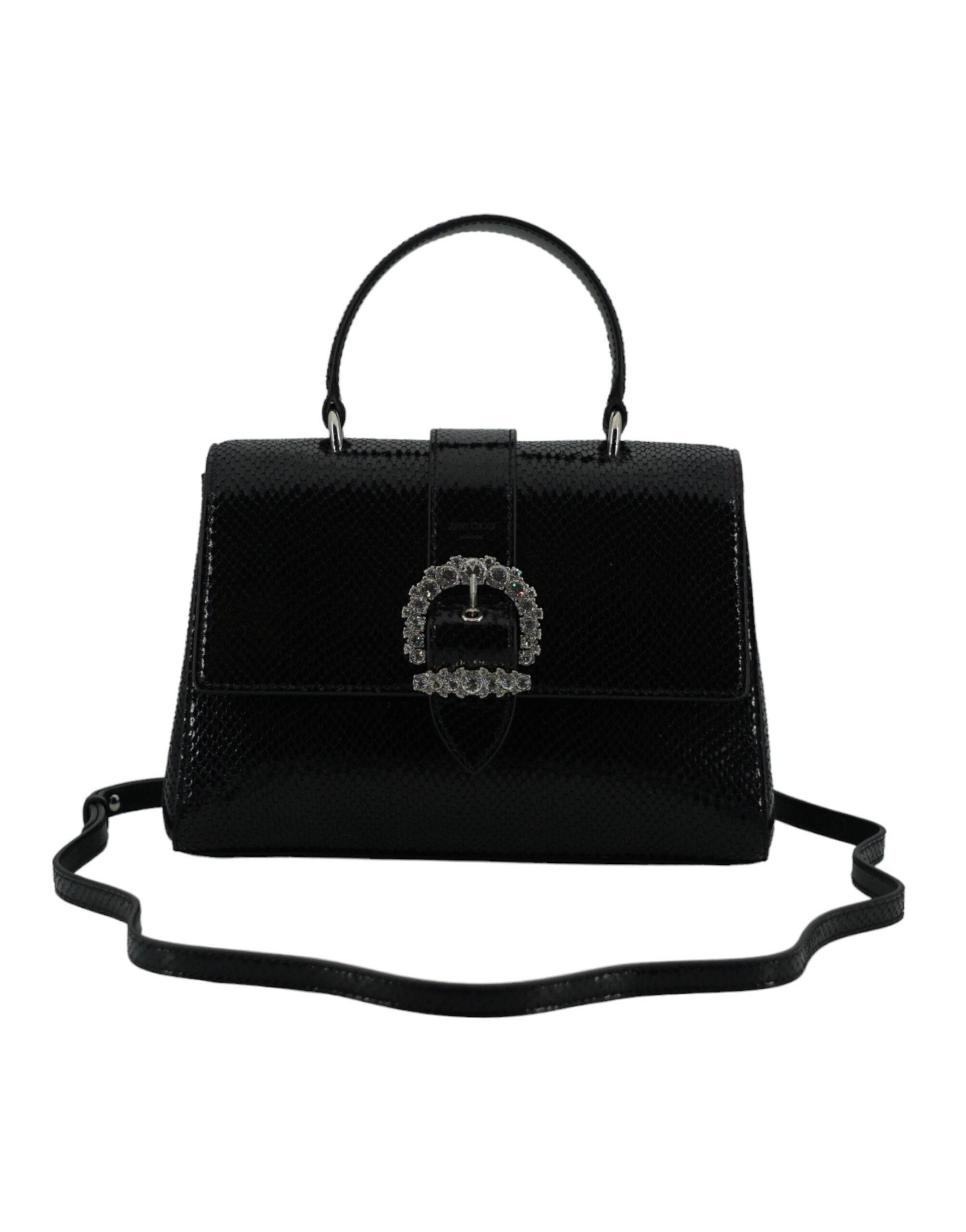 Jimmy Choo Black Leather Top Handle Shoulder Bag - Hilstor