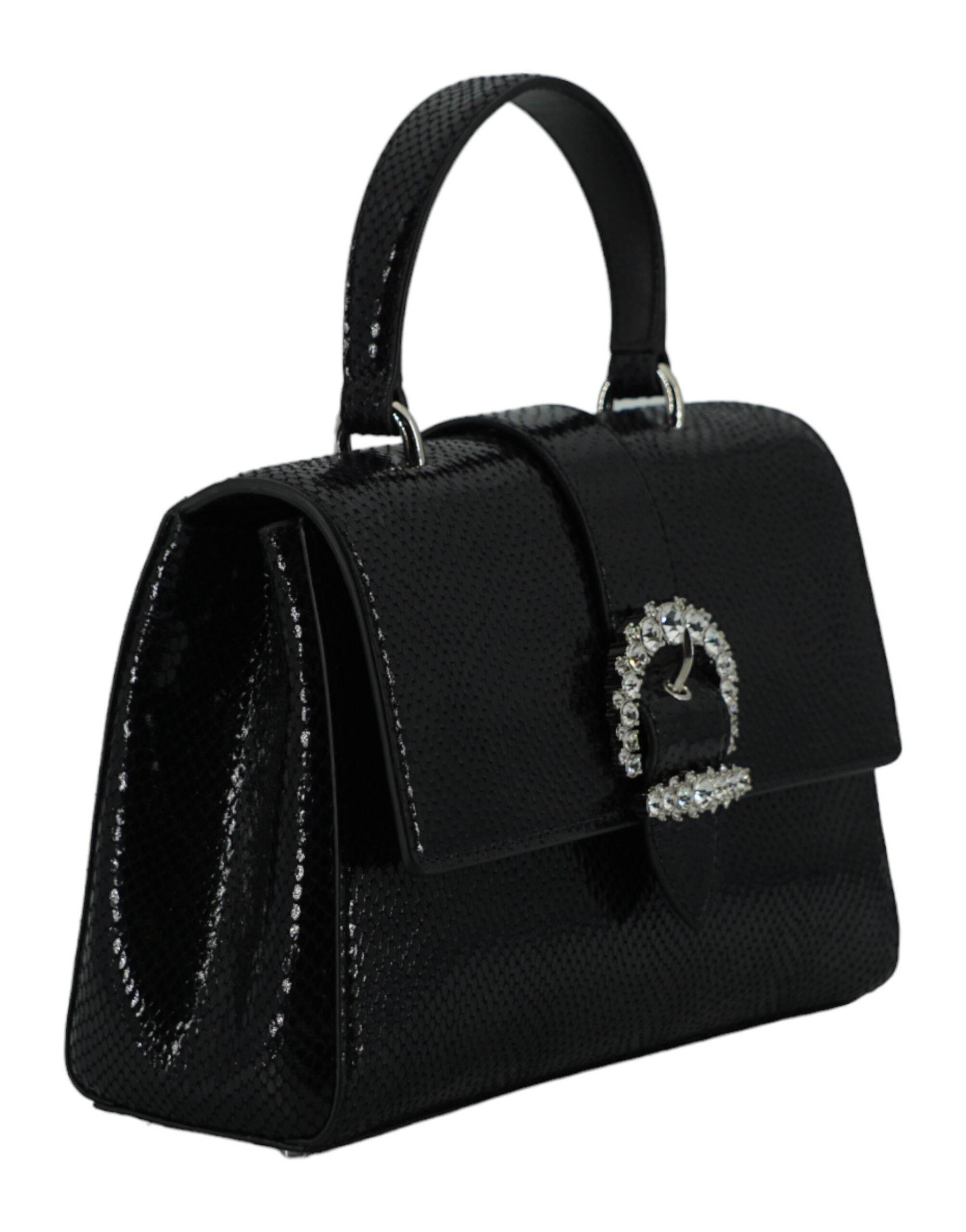 Jimmy Choo Black Leather Top Handle Shoulder Bag - Hilstor