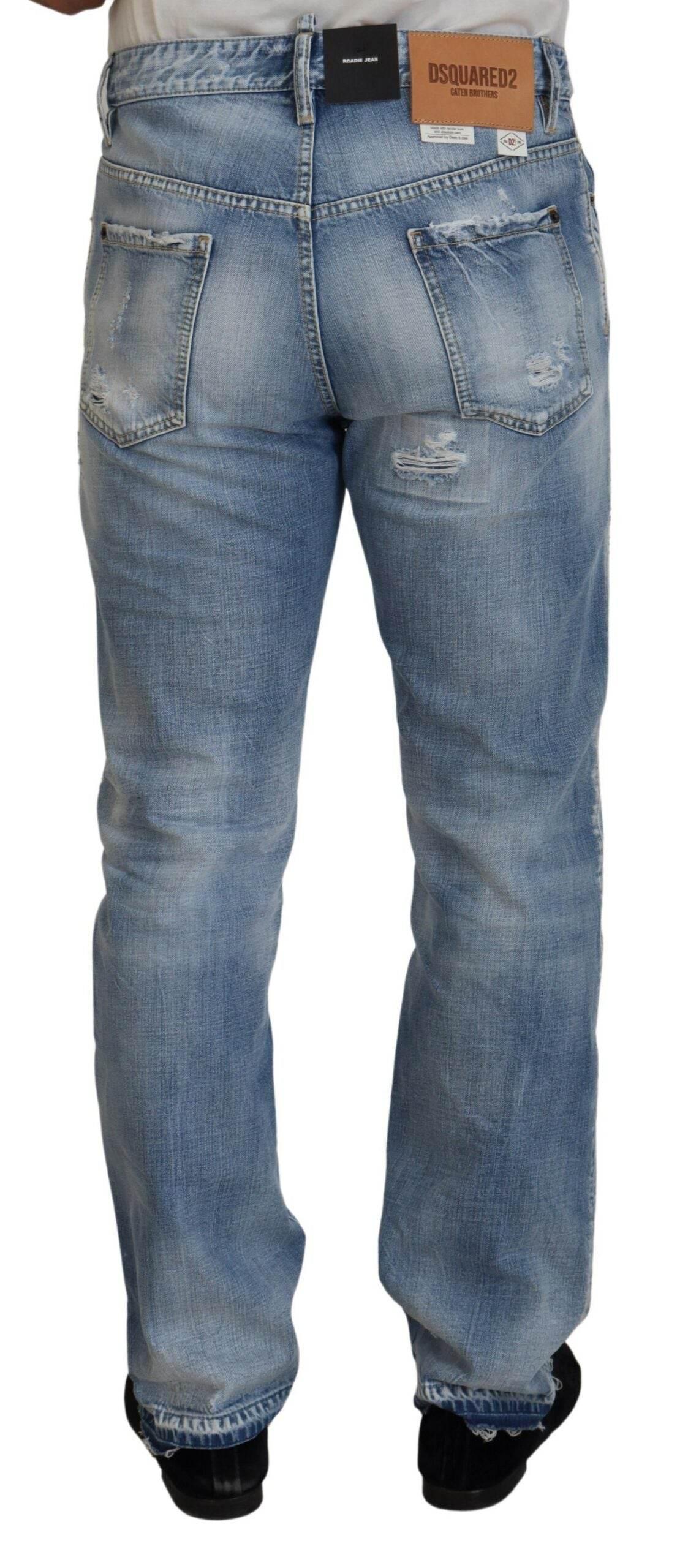 Dsquared² Blue Washed Straight Fit Men Casual Denim Jeans - Hilstor