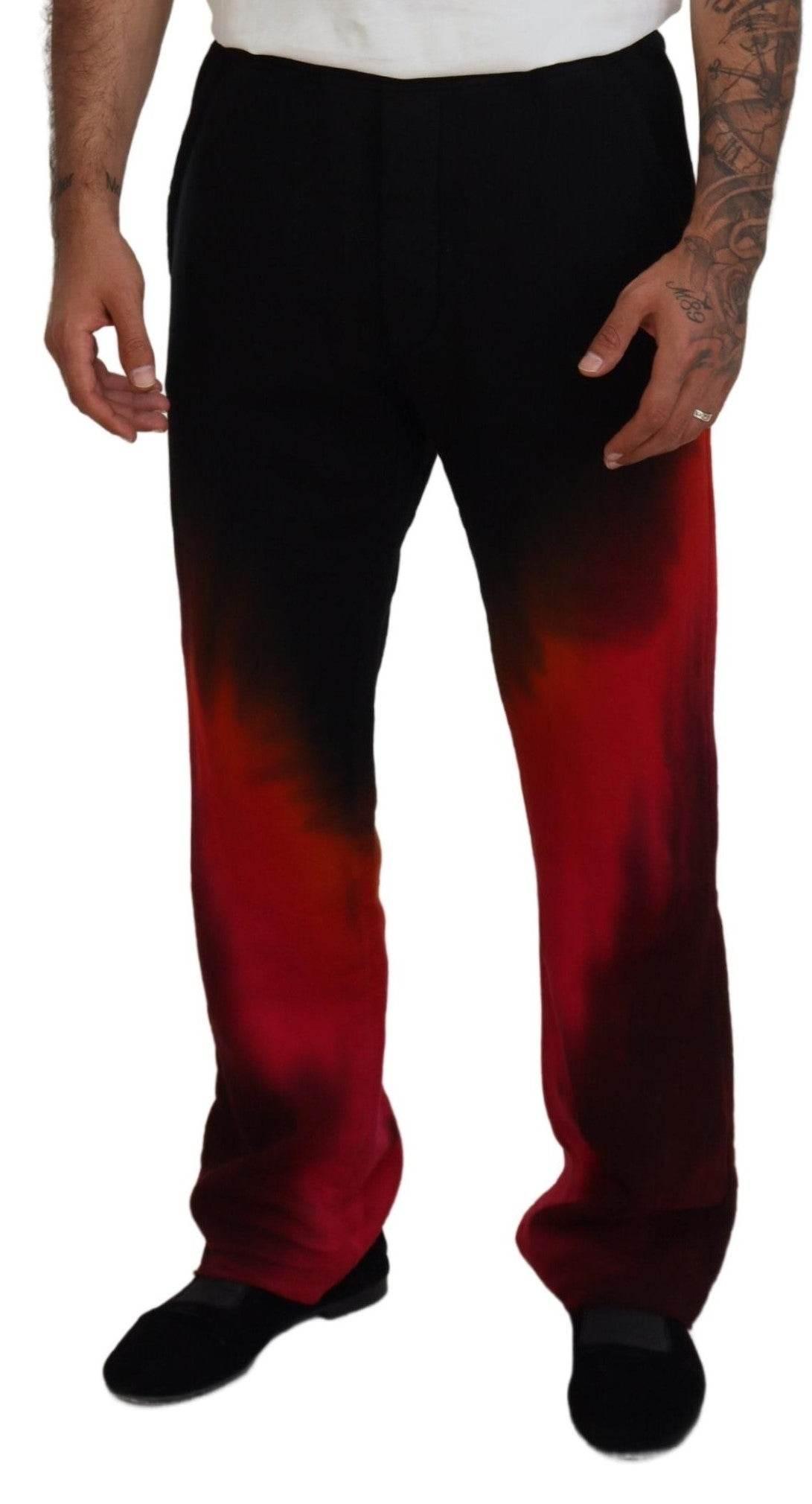 Dsquared² Black Red Cotton Logo Print Casual Pants - Hilstor