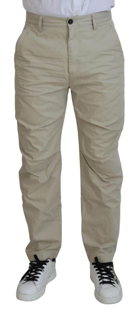 Dsquared² Beige Cotton Straight Fit Men Casual Pants - Hilstor