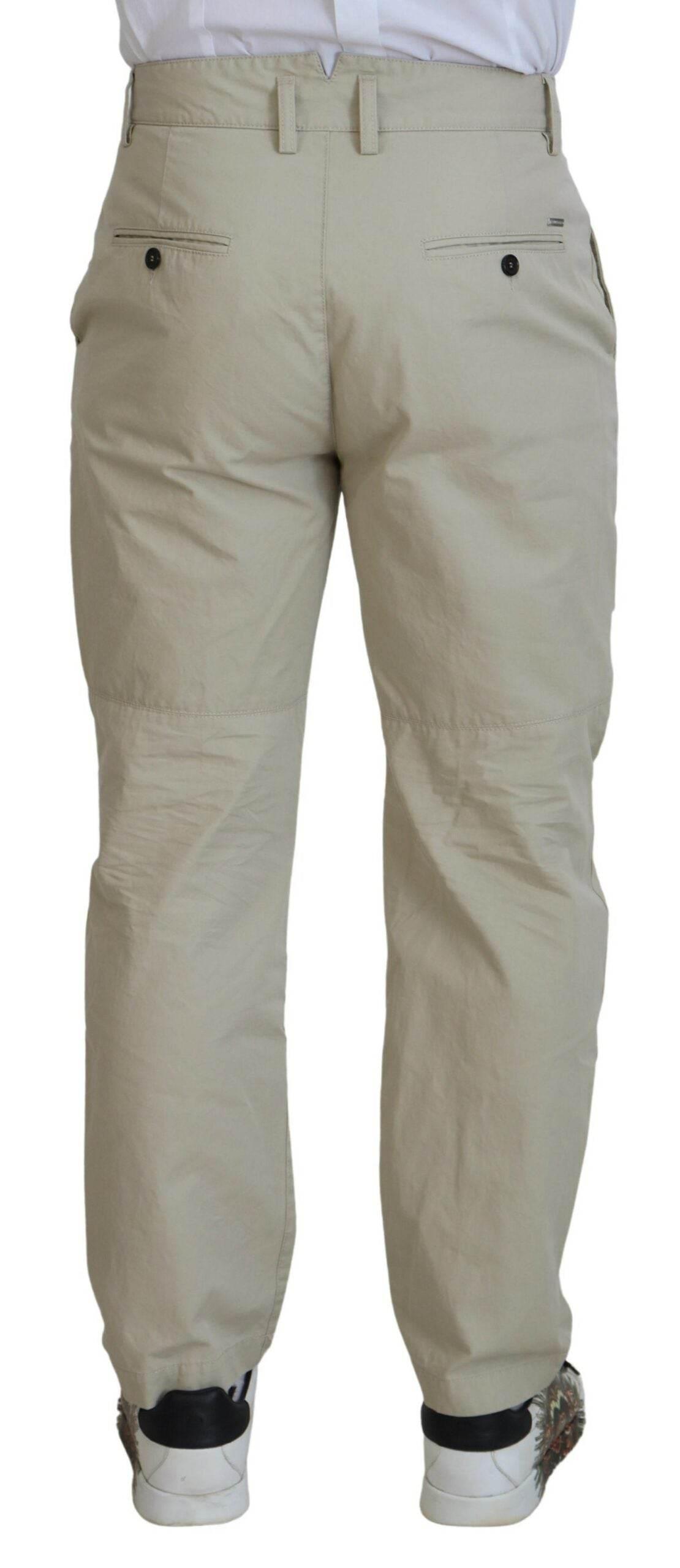Dsquared² Beige Cotton Straight Fit Men Casual Pants - Hilstor