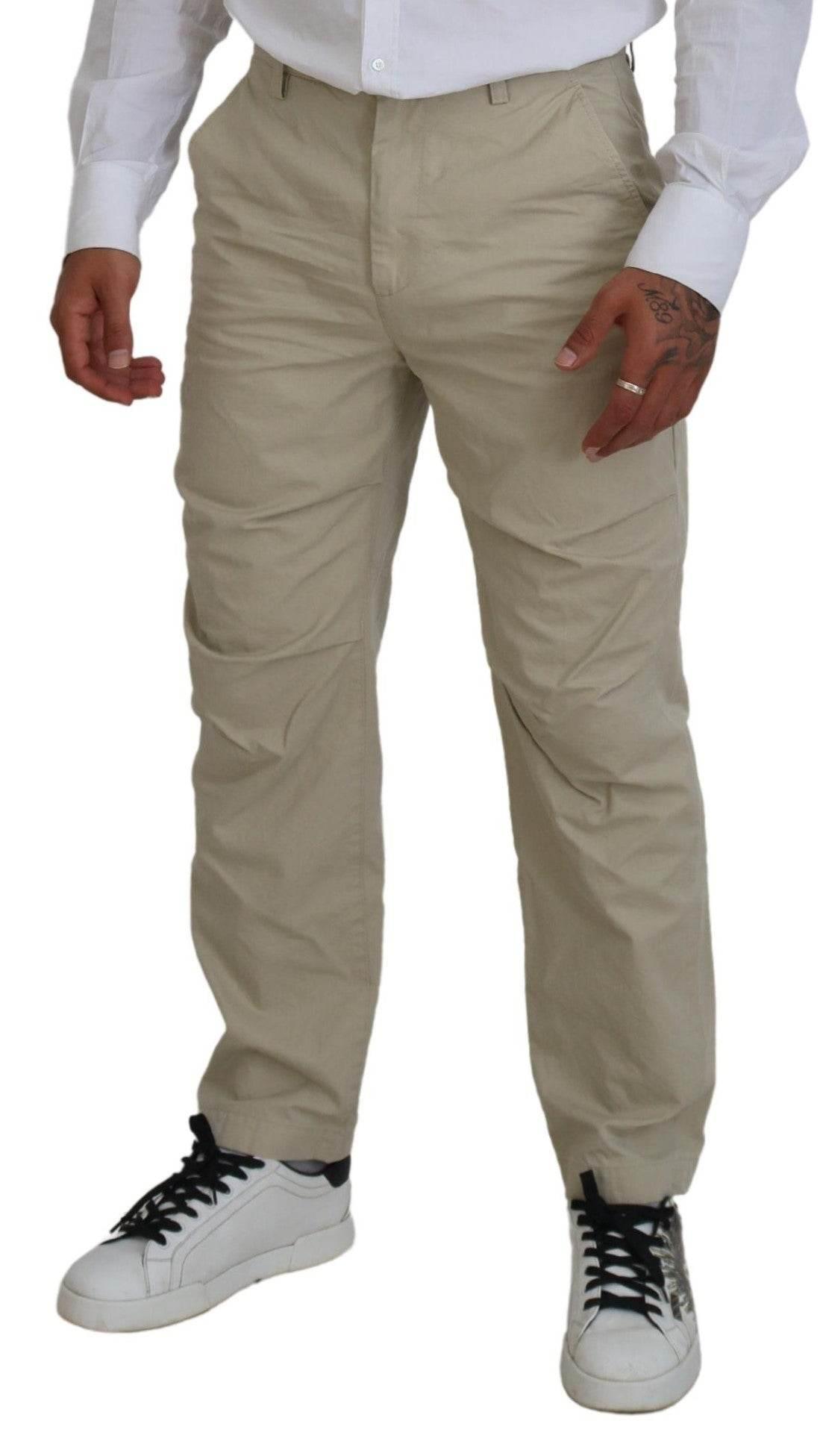 Dsquared² Beige Cotton Straight Fit Men Casual Pants - Hilstor