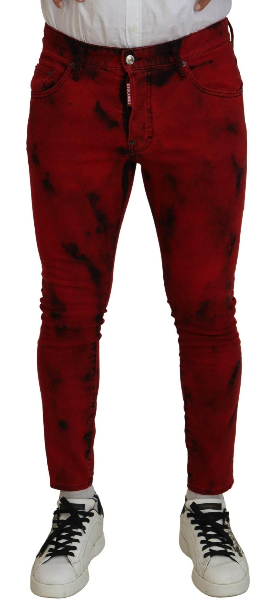 Dsquared² Red Cotton Tie Dye Skinny Casual Denim Jeans - Hilstor