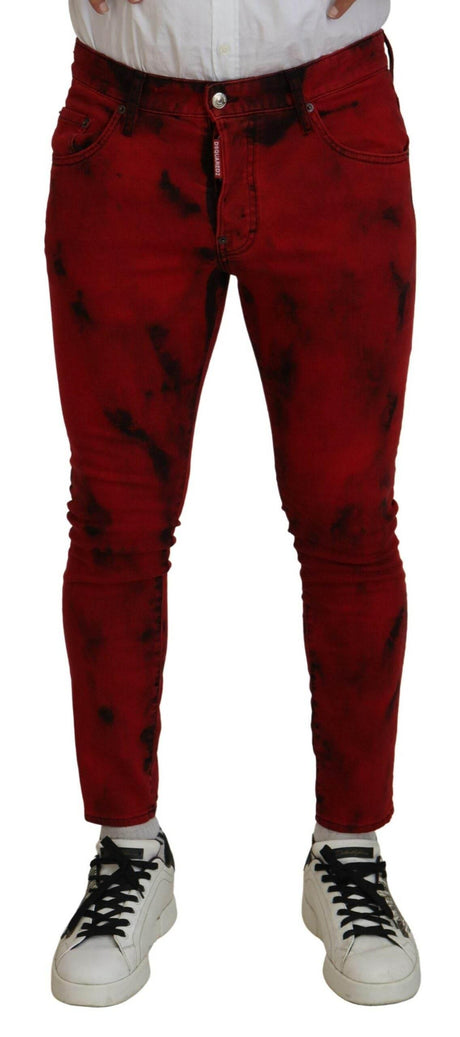 Dsquared² Red Cotton Tie Dye Skinny Casual Denim Jeans - Hilstor