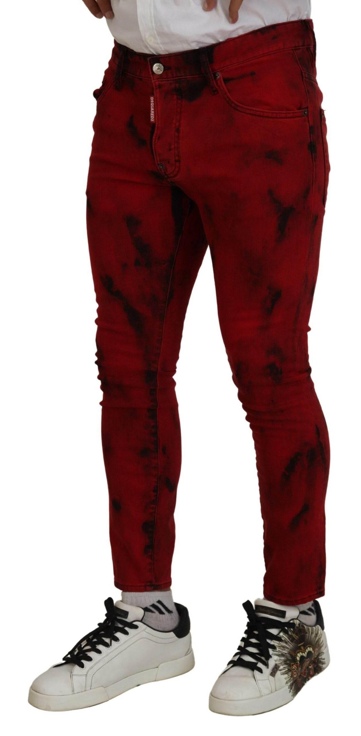 Dsquared² Red Cotton Tie Dye Skinny Casual Denim Jeans - Hilstor