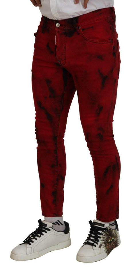 Dsquared² Red Cotton Tie Dye Skinny Casual Denim Jeans - Hilstor