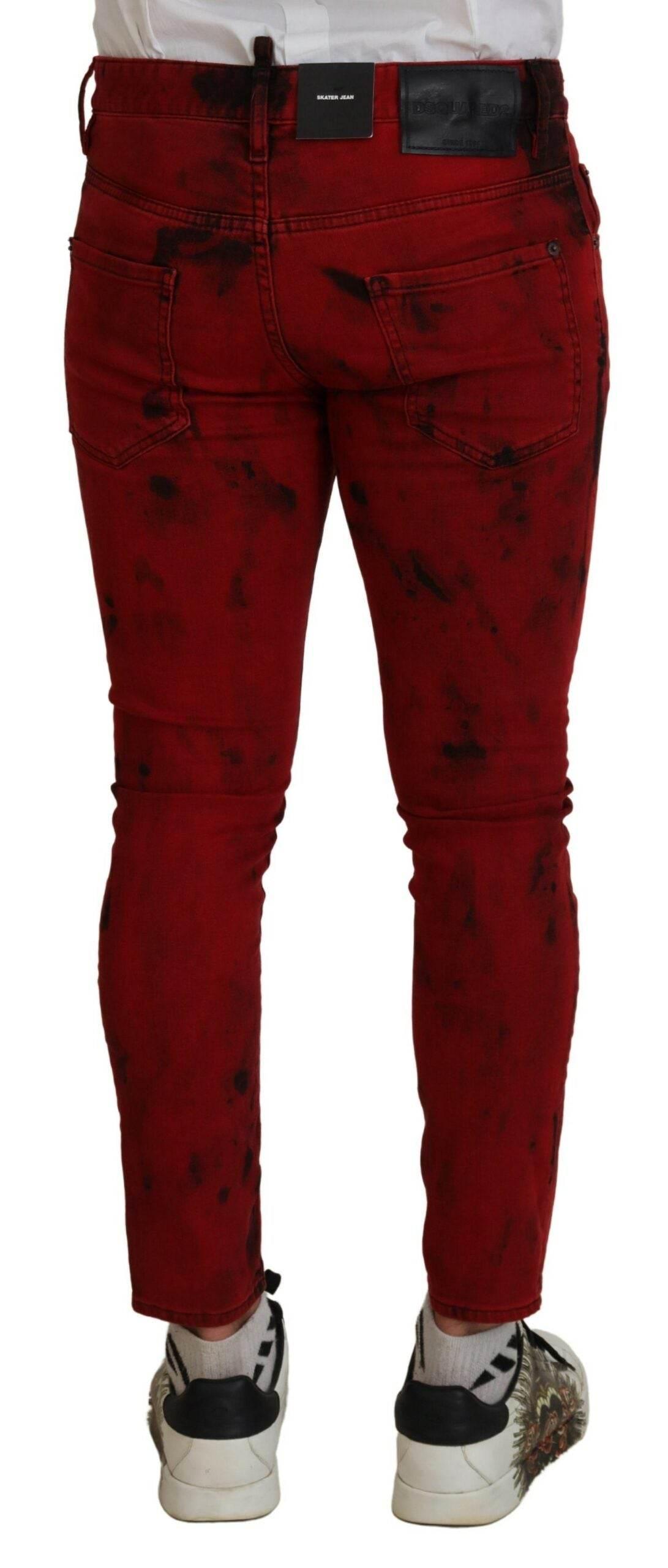 Dsquared² Red Cotton Tie Dye Skinny Casual Denim Jeans - Hilstor