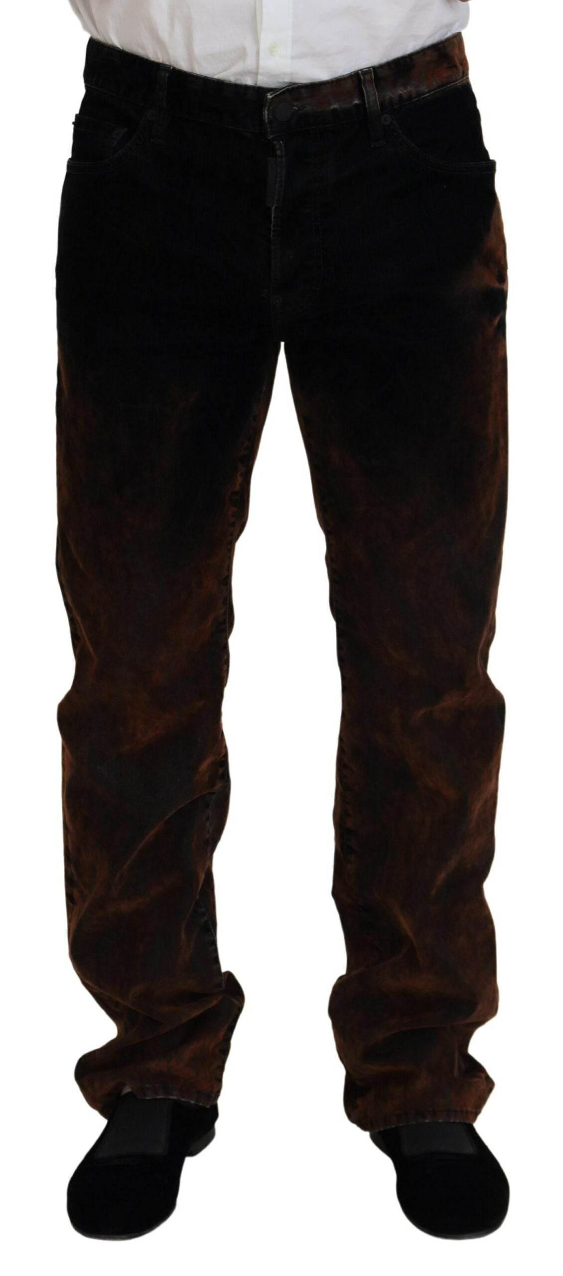 Dsquared² Brown Washed Cotton Straight Fit Casual Denim Jeans - Hilstor