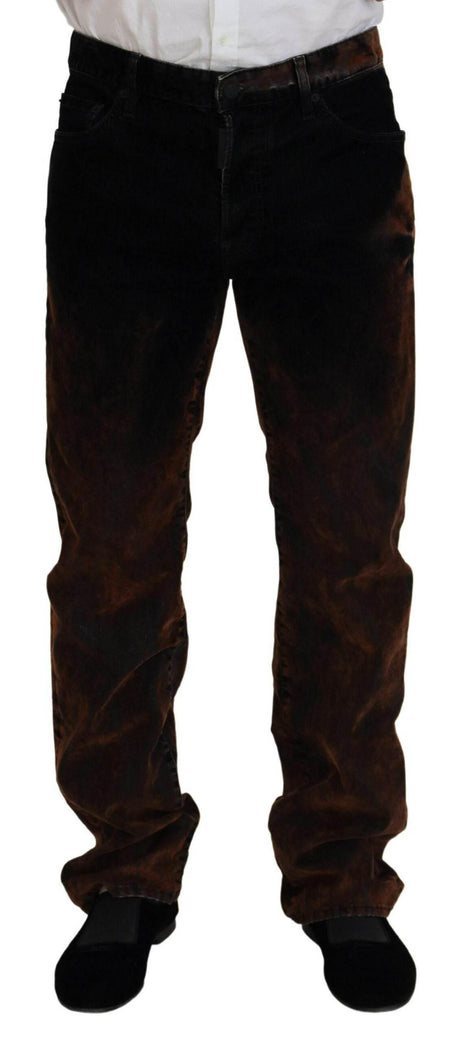 Dsquared² Brown Washed Cotton Straight Fit Casual Denim Jeans - Hilstor