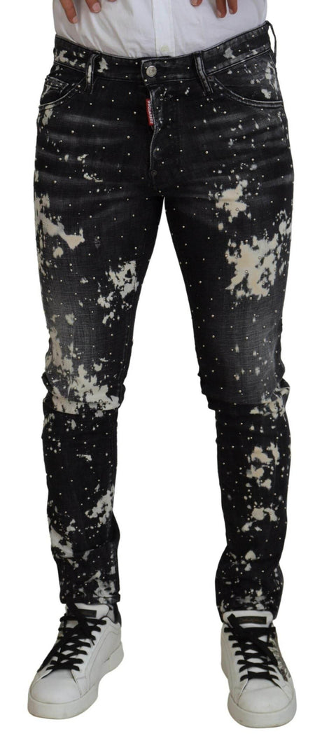 Dsquared² Black Washed White Color Splash Casual Denim Jeans - Hilstor