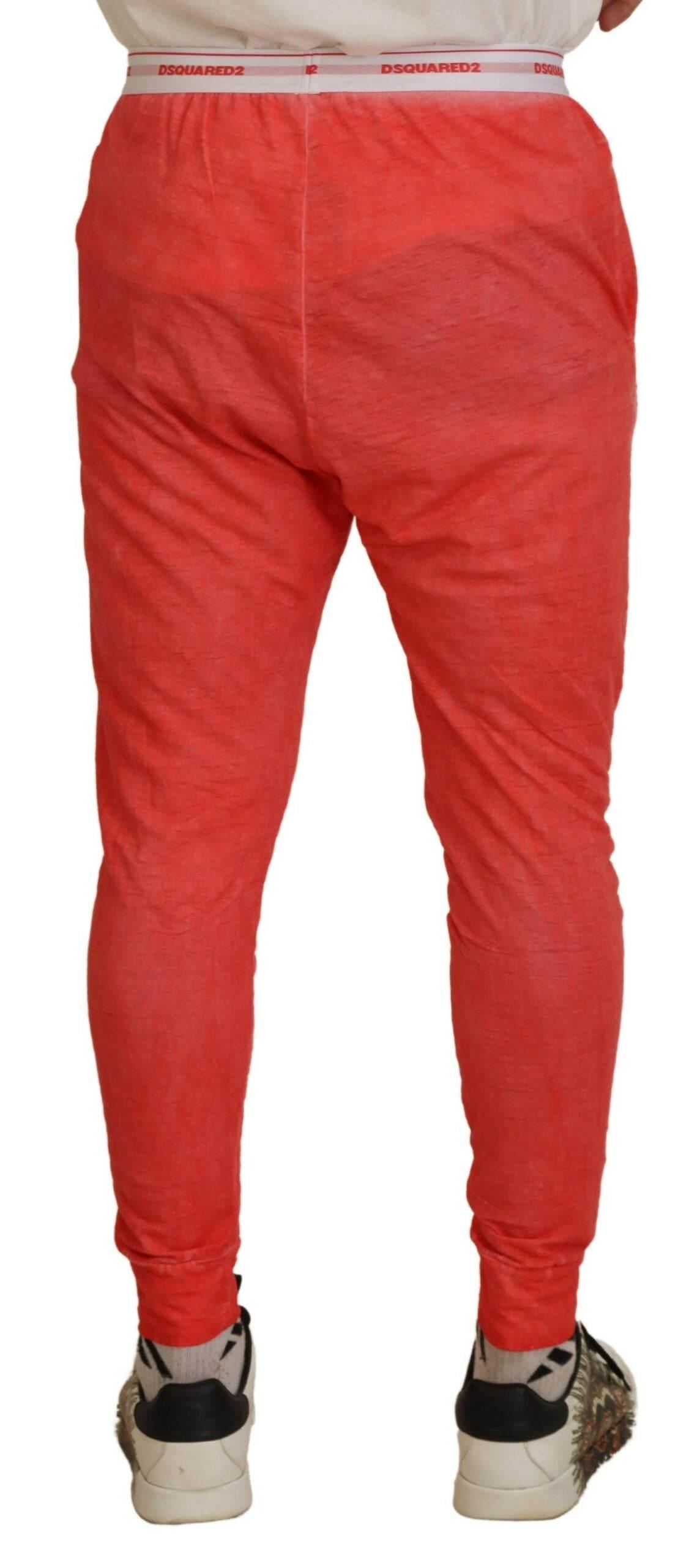 Dsquared² Orange Cotton Elastic Waist Logo Men Pants - Hilstor