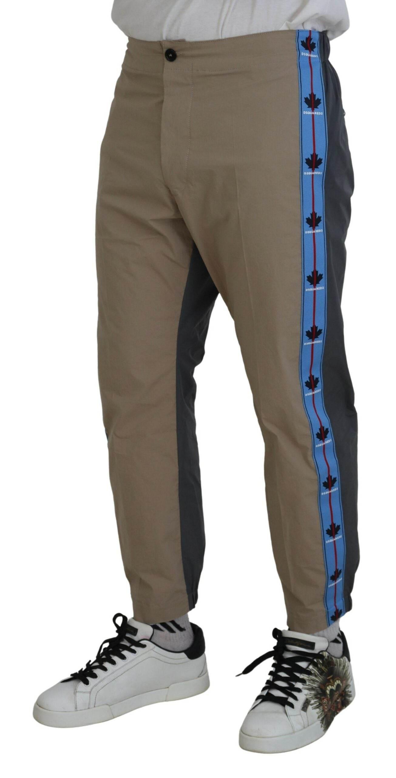 Dsquared² Cotton Brown Gray Two Tone Men Casual Pants - Hilstor