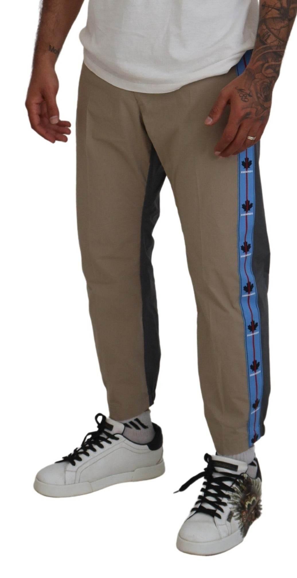 Dsquared² Cotton Brown Gray Two Tone Men Casual Pants - Hilstor