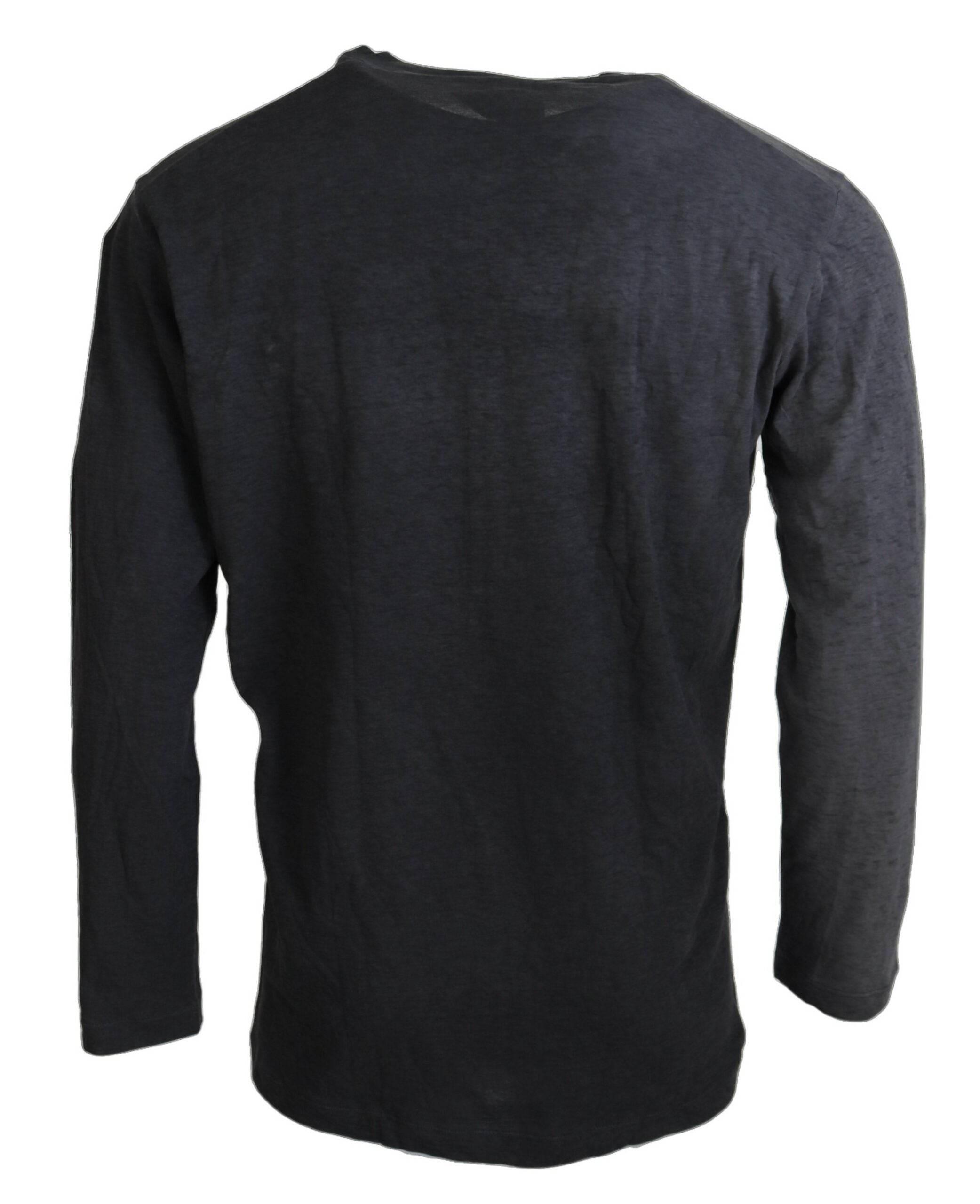 Dsquared² Black Cotton Linen Long Sleeves Pullover Sweater - Hilstor