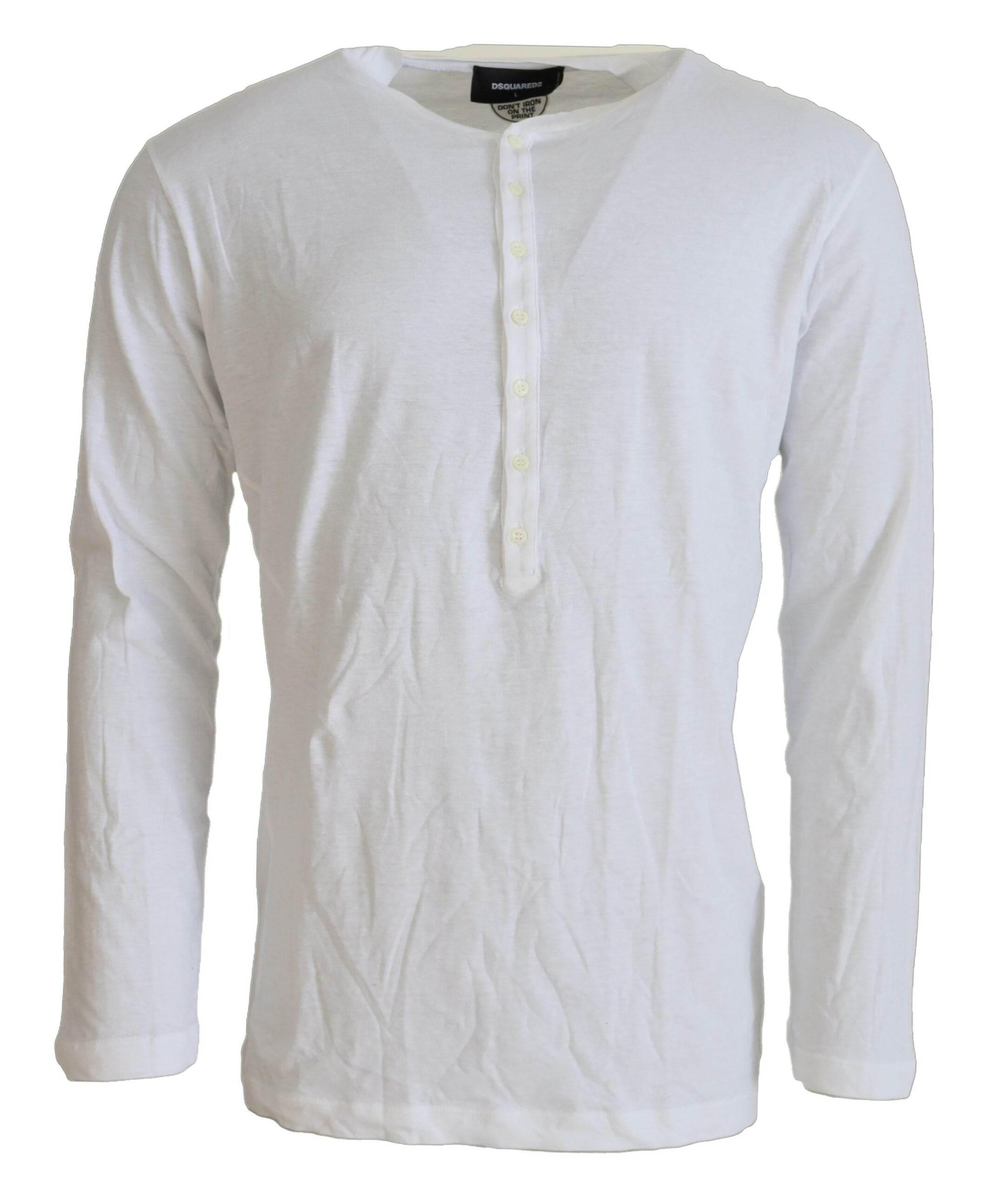 Dsquared² White Cotton Linen Long Sleeves Pullover Sweater - Hilstor