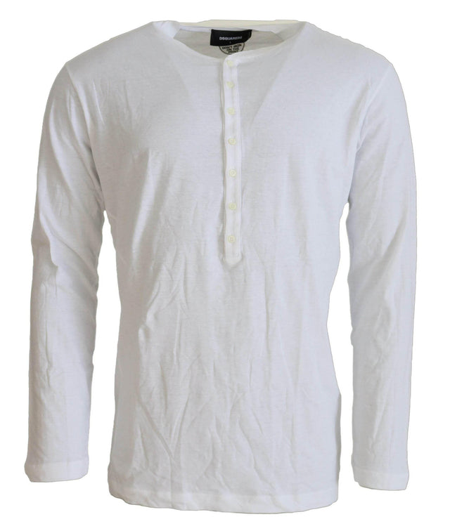 Dsquared² White Cotton Linen Long Sleeves Pullover Sweater - Hilstor