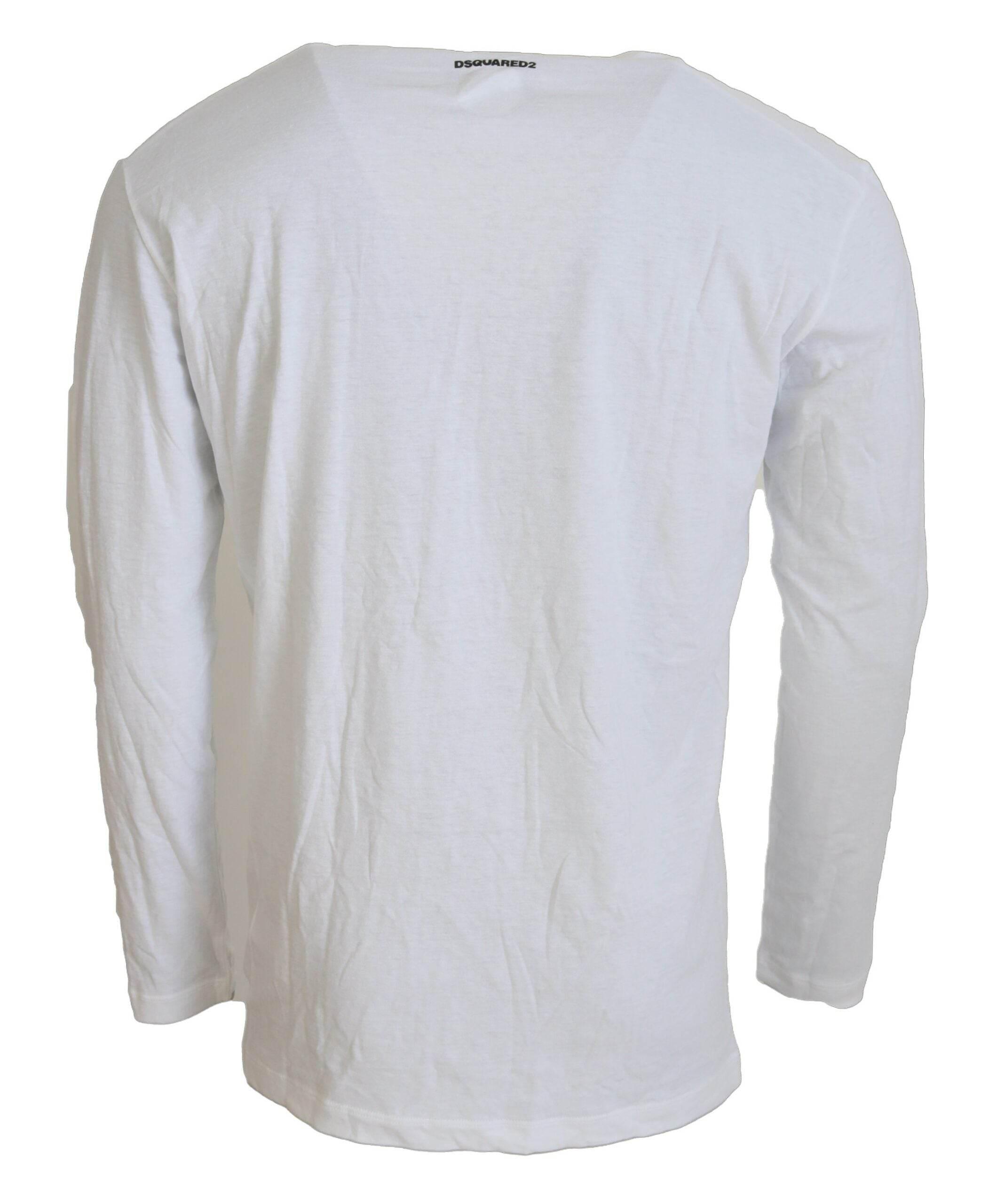 Dsquared² White Cotton Linen Long Sleeves Pullover Sweater - Hilstor