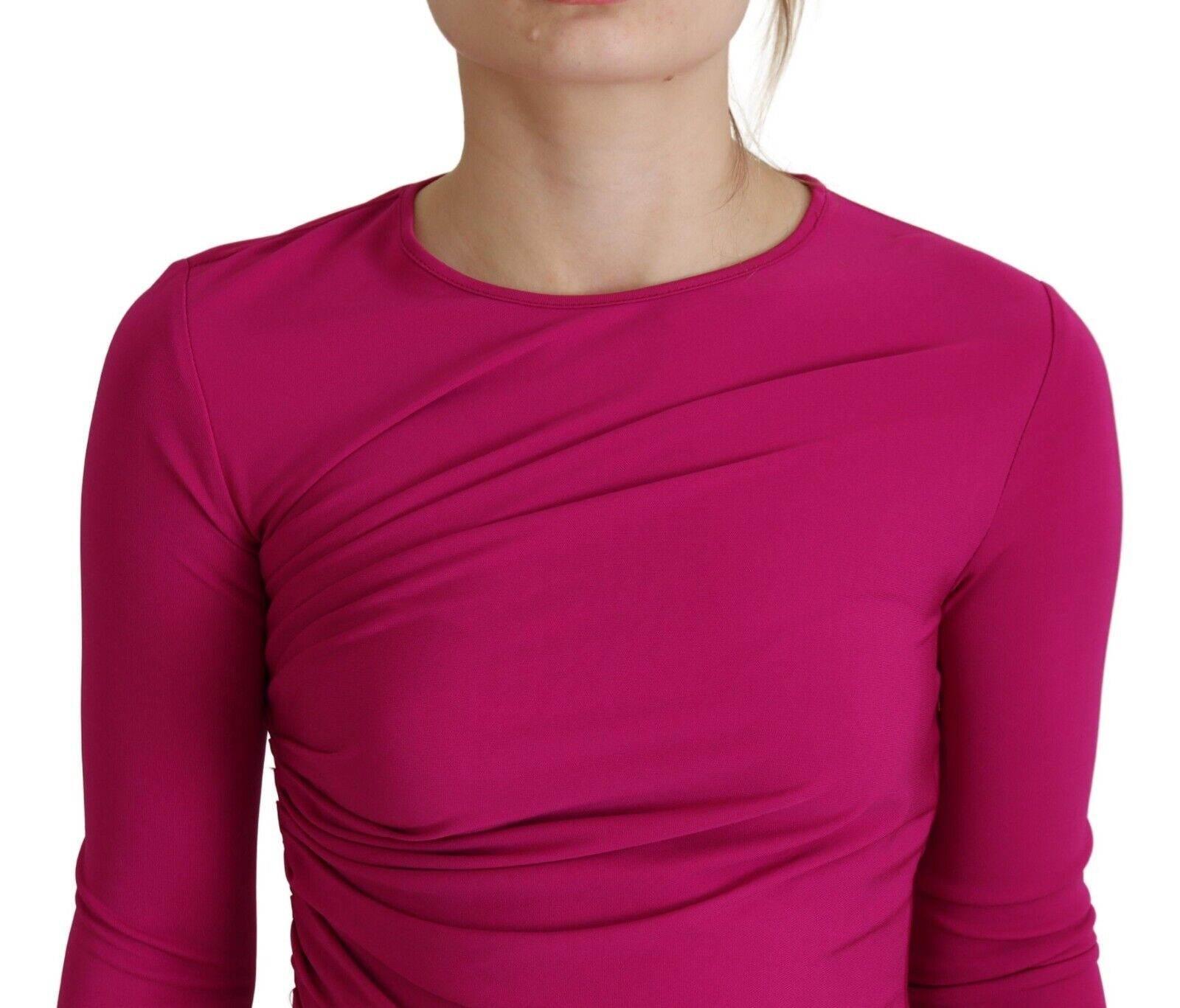 Dsquared² Fuchsia Viscose Long Sleeves Ruched Mini Dress - Hilstor