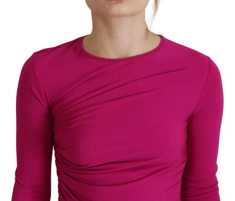 Dsquared² Fuchsia Viscose Long Sleeves Ruched Mini Dress - Hilstor
