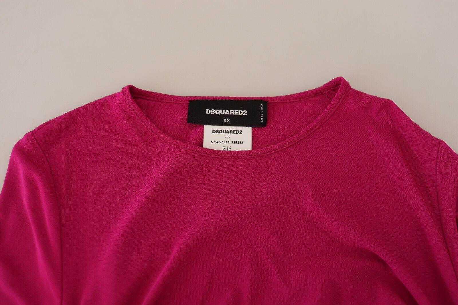 Dsquared² Fuchsia Viscose Long Sleeves Ruched Mini Dress - Hilstor