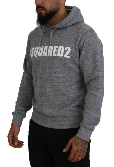 Dsquared² Gray Cotton Hooded Logo Print Men Pullover Sweater - Hilstor