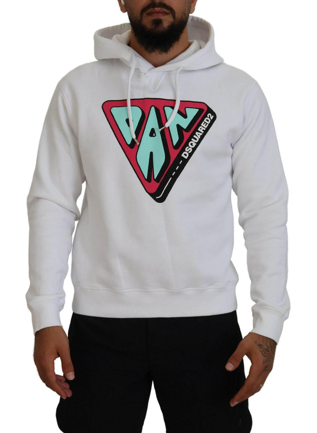 Dsquared² White Cotton Hooded Printed Pullover Sweater - Hilstor