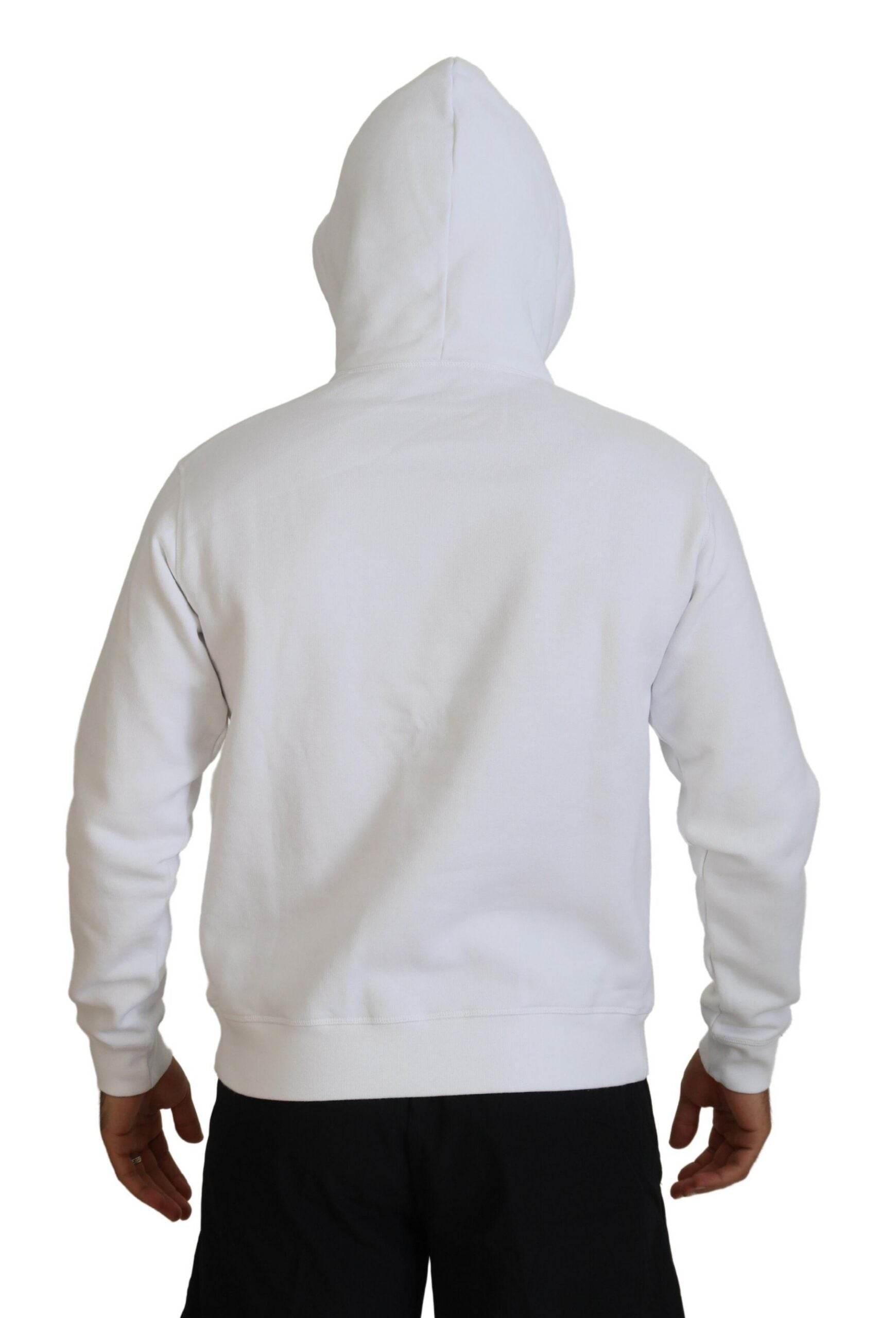 Dsquared² White Cotton Hooded Printed Pullover Sweater - Hilstor