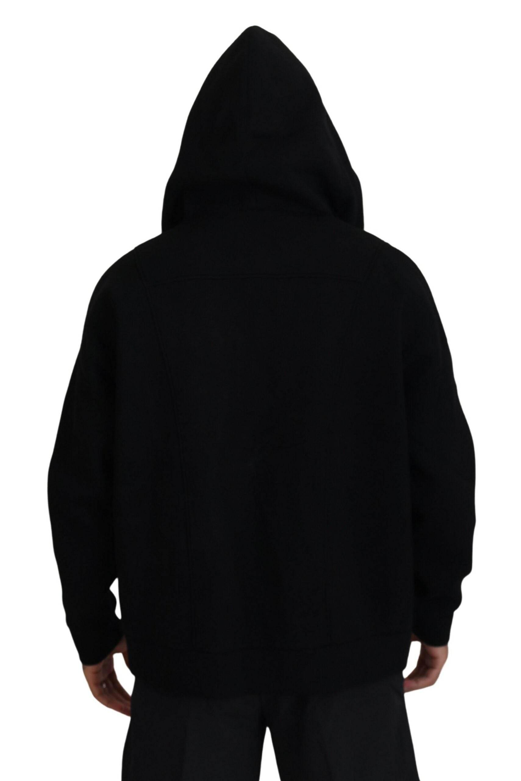 Dsquared² Black Hooded Printed Sleeves Double Zip Sweater - Hilstor
