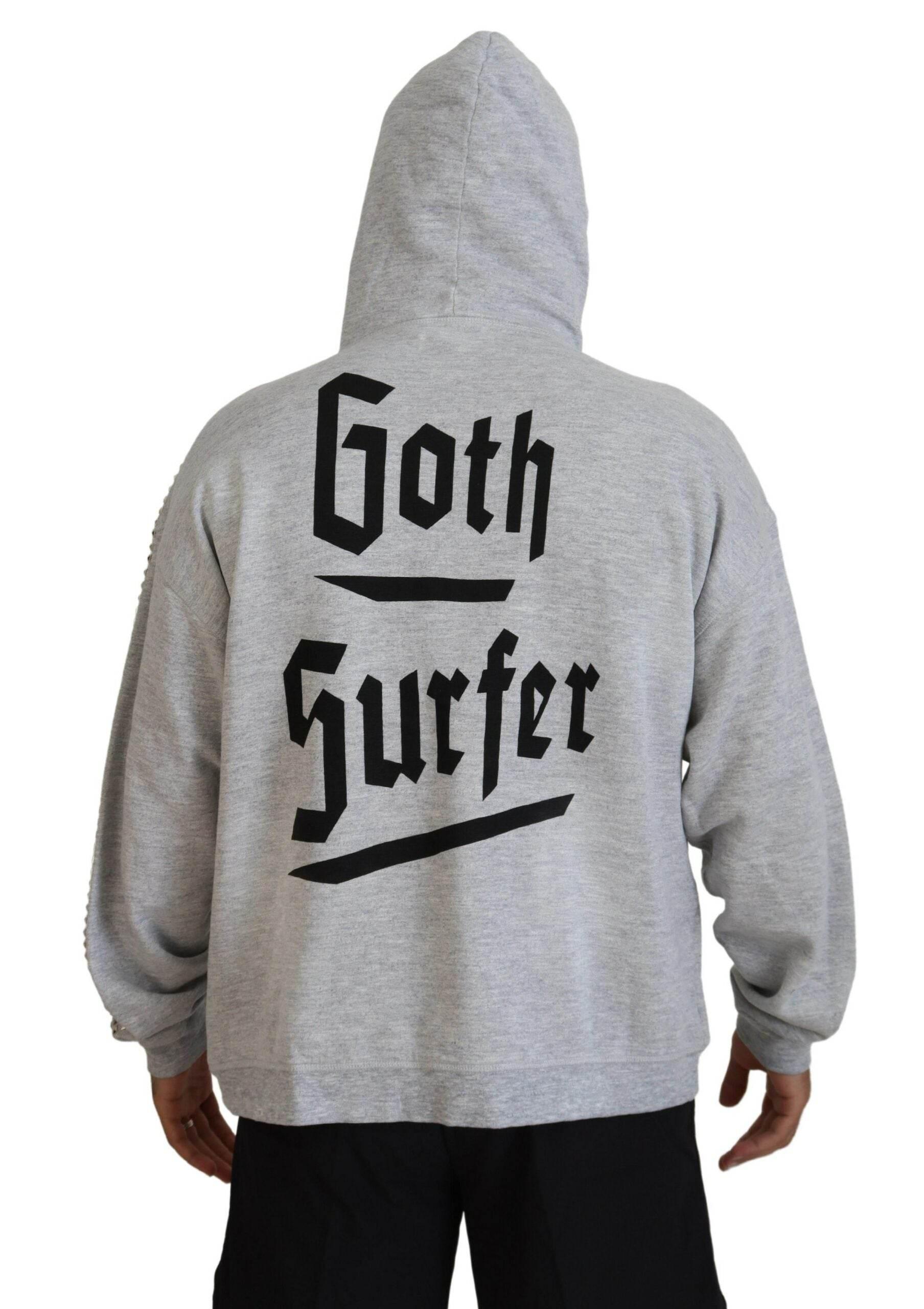 Dsquared² Gray Hooded Printed Crystal Embellishment Sweater - Hilstor