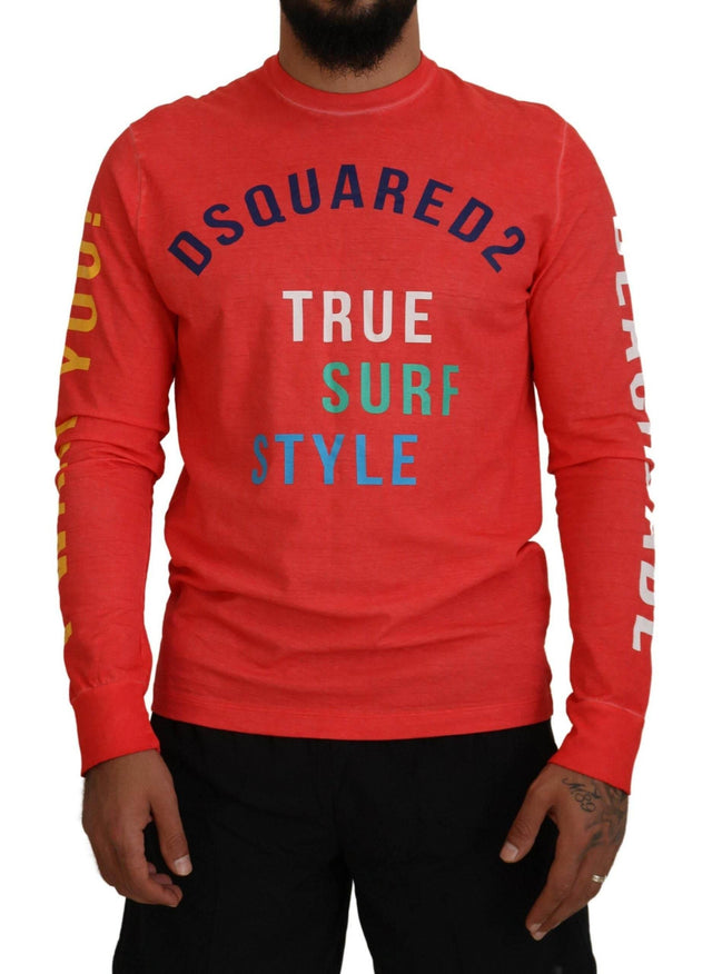 Dsquared² Orange Colorful Print Long Sleeves Top T-shirt - Hilstor