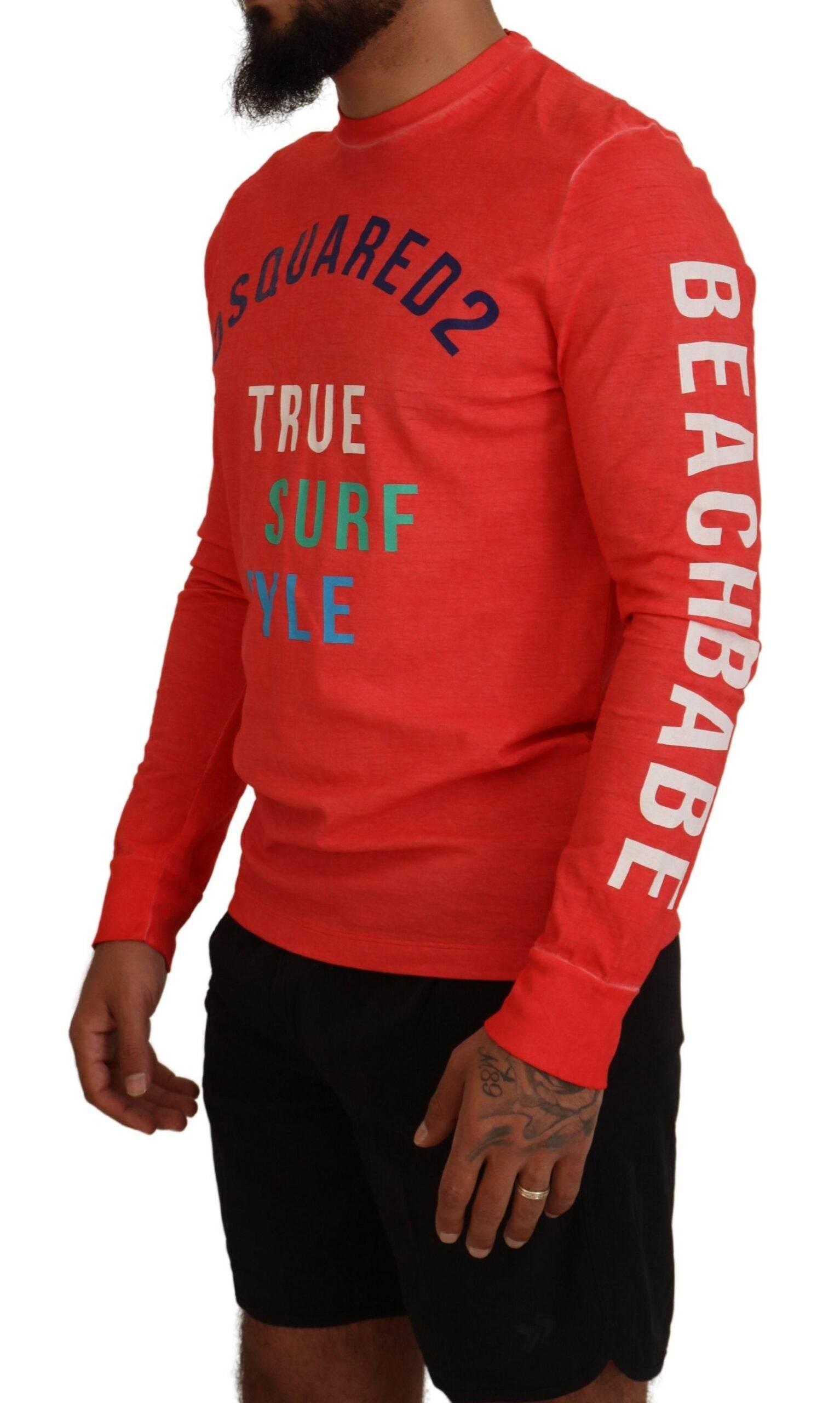 Dsquared² Orange Colorful Print Long Sleeves Top T-shirt - Hilstor