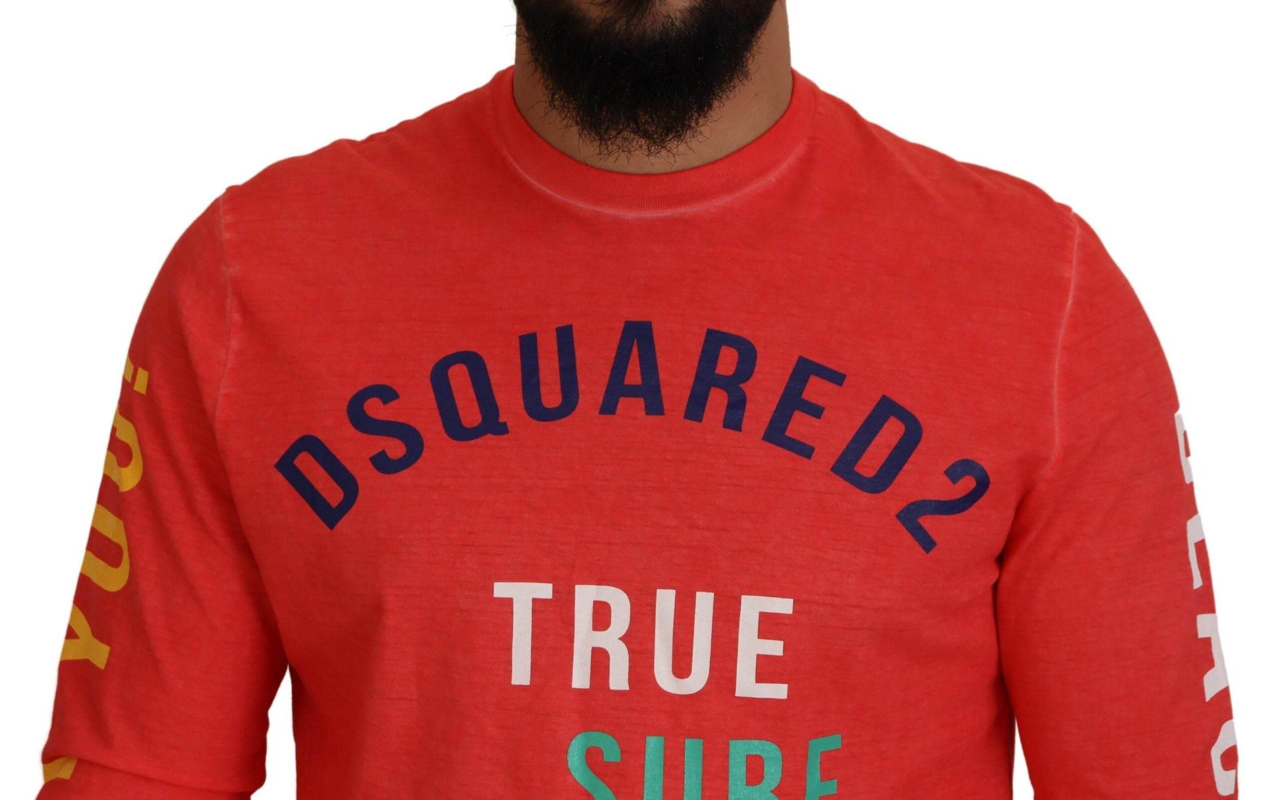 Dsquared² Orange Colorful Print Long Sleeves Top T-shirt - Hilstor