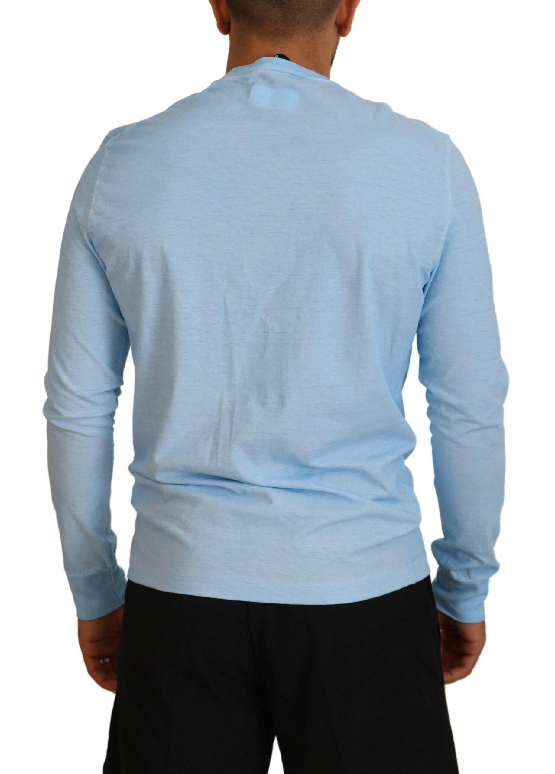 Dsquared² Light Blue Printed Long Sleeves Men Sweater - Hilstor