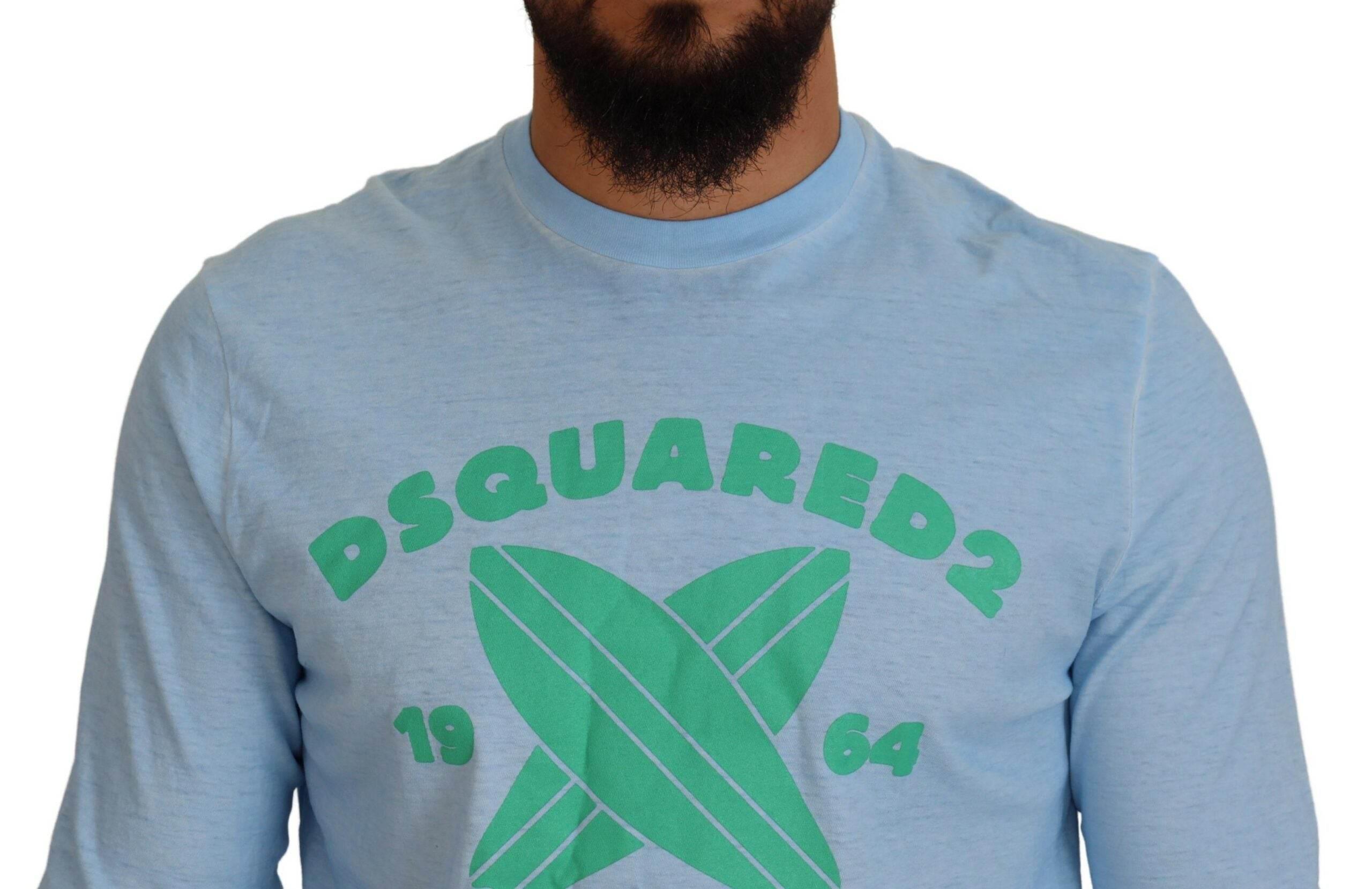 Dsquared² Light Blue Printed Long Sleeves Men Sweater - Hilstor