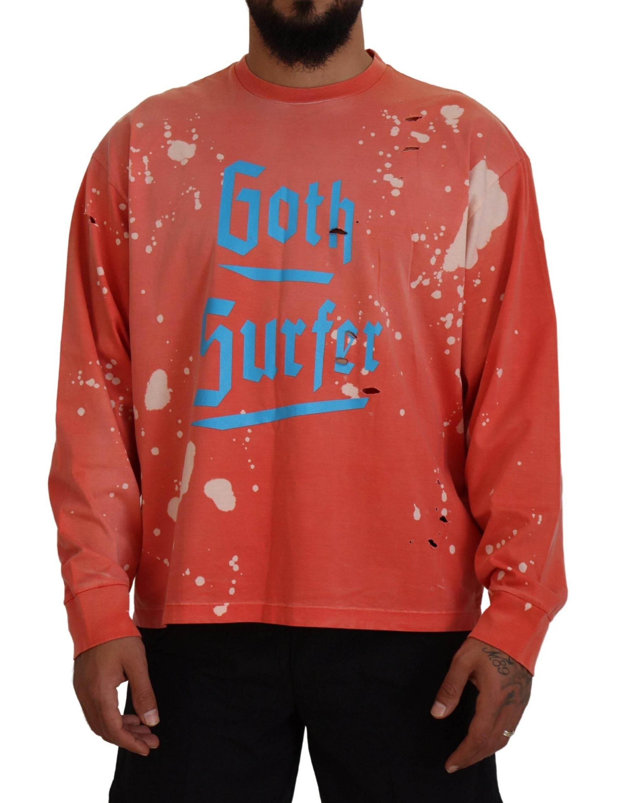 Dsquared² Orange Printed Long Sleeves Pullover Sweater - Hilstor