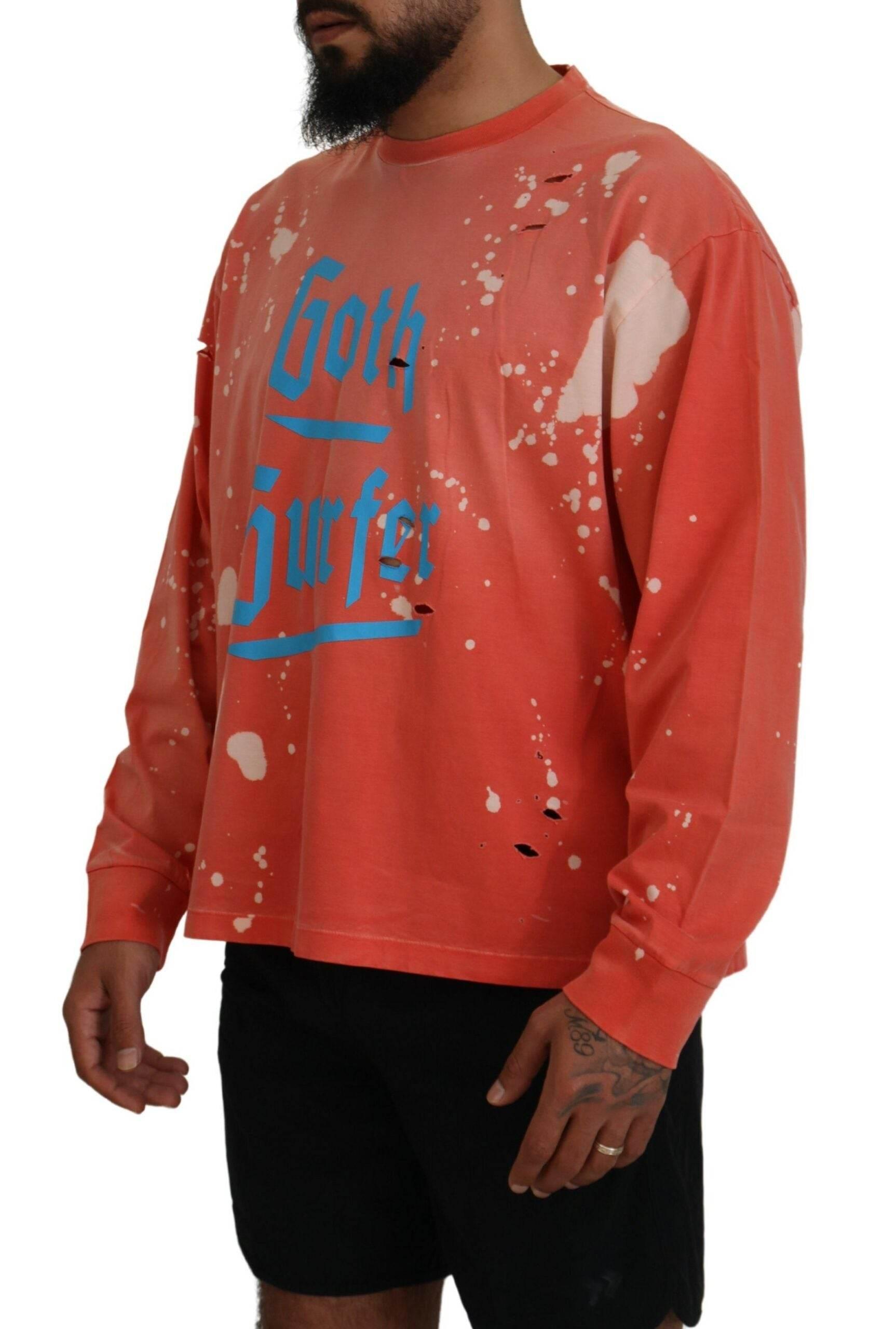 Dsquared² Orange Printed Long Sleeves Pullover Sweater - Hilstor