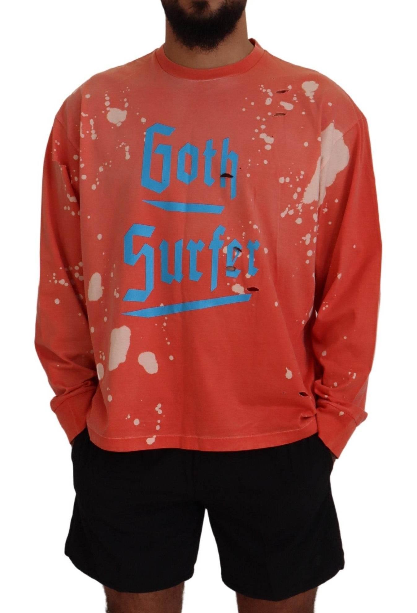 Dsquared² Orange Printed Long Sleeves Pullover Sweater - Hilstor