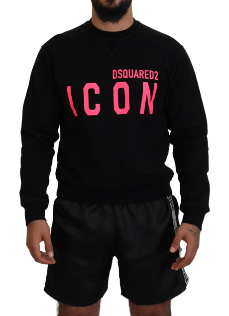 Dsquared² Black Printed Long Sleeves Pullover Sweater - Hilstor